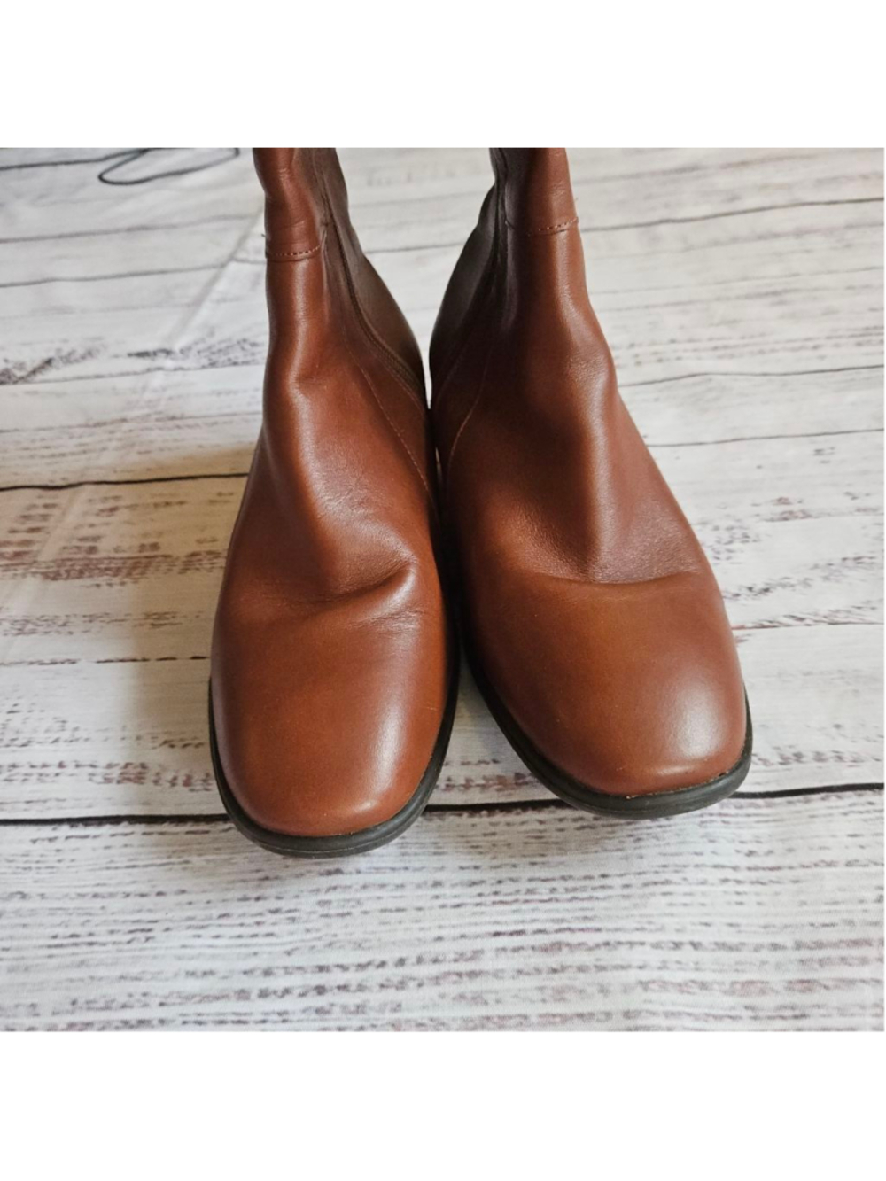NAOT Brown Leather Tall Shaft High Gift Boots Heel Ladies 10 - Picture 4 of 6